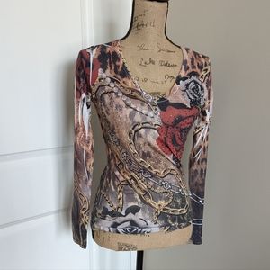 Graphic Print 3/4 Sleeve Top